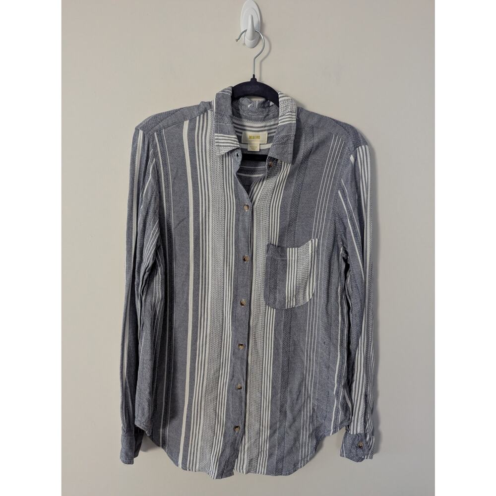 Maeve Anthropologie Blue Stripe Button Down Shirt - Picture 2 of 5